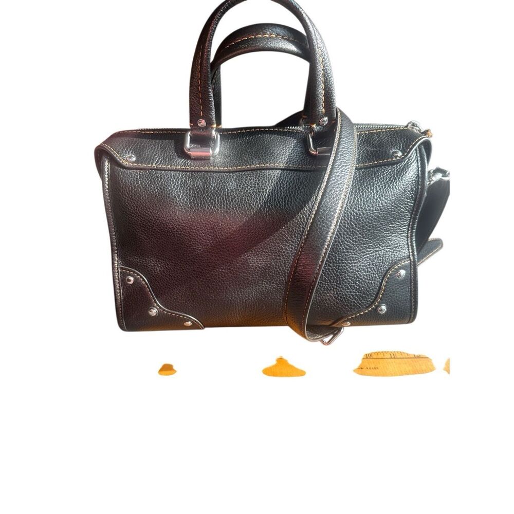 COACH Millie Black Silver Logo Leather Satchel Crossbody Shoulder Bag $550 - Picture 3 of 14